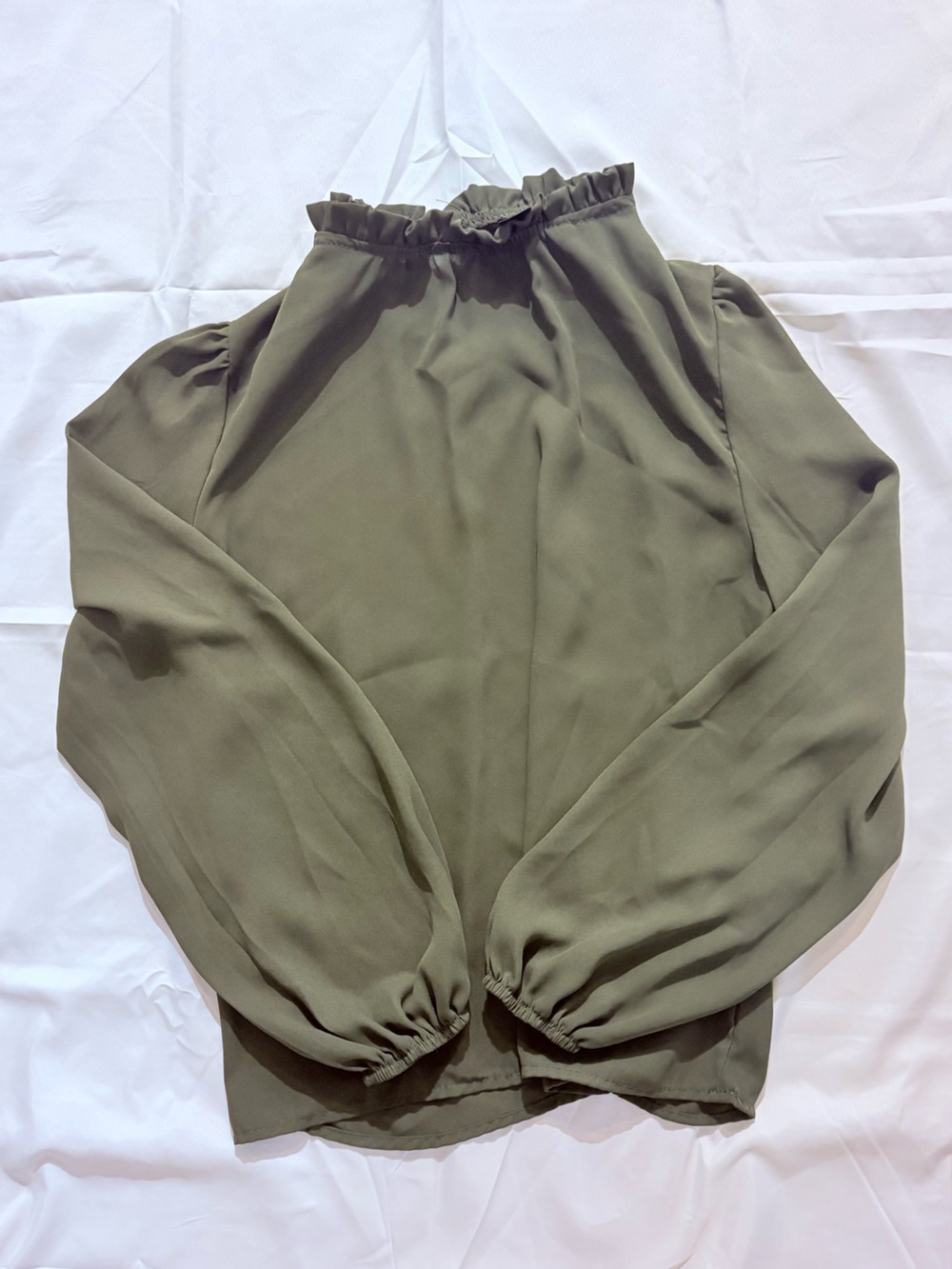 Olive Green Women's Blouse - Classic A-Line